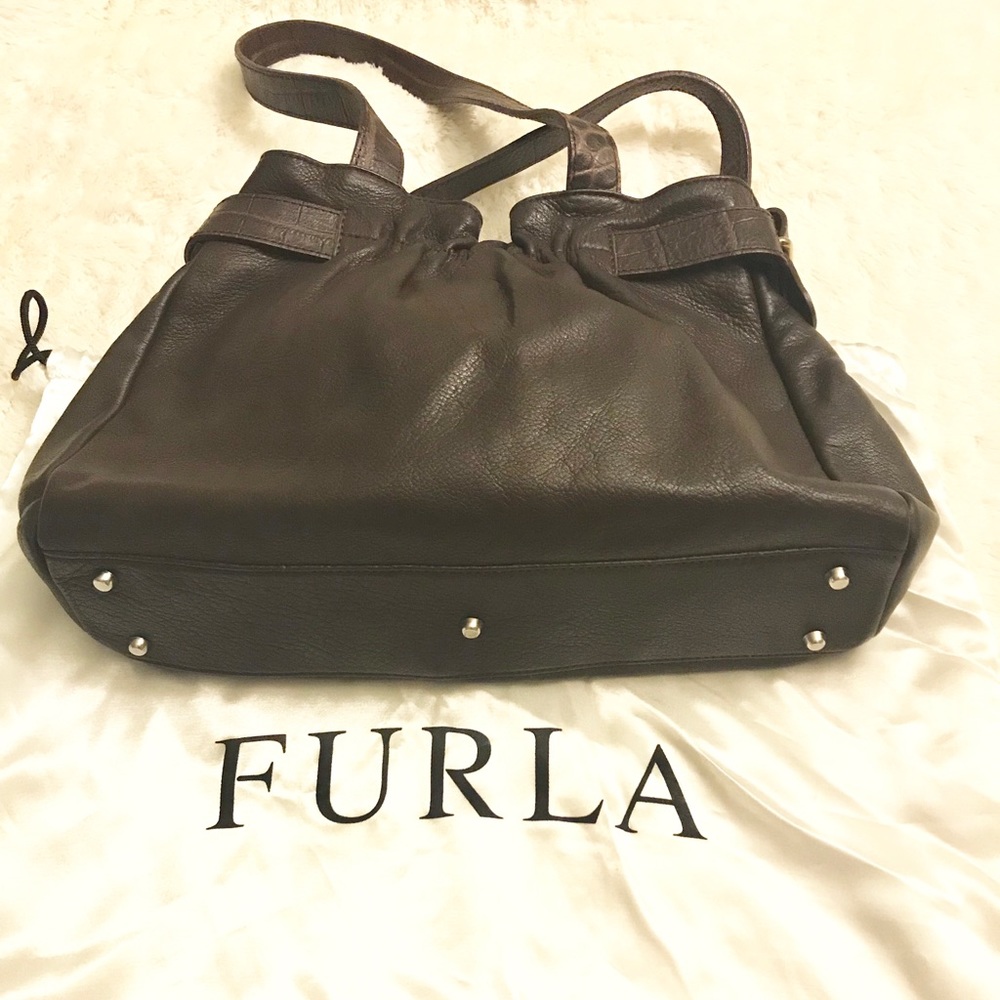 Furla Dark Brown Leather Shoulder Bag